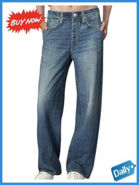 French Terry Sweatpant Jeans Wide Leg Stretch Pull On Cotton Pants